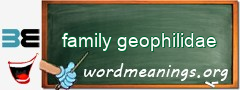 WordMeaning blackboard for family geophilidae